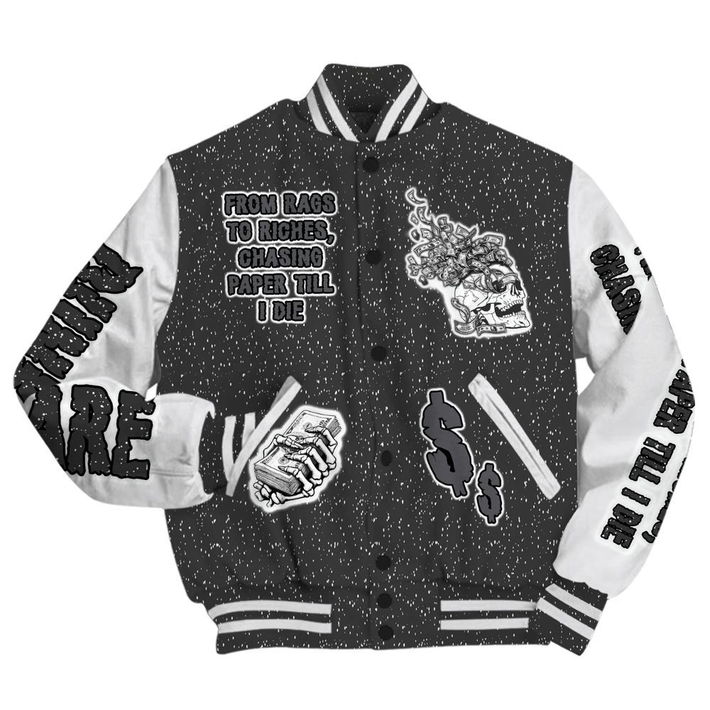 Varsity Jacket To Match Reverse Black White 6s - From Rags To Riches All Over Print