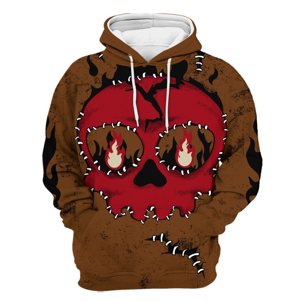 Hoodie To Match Archaeo Brown 5s - Cracked Skull Stitches All Over Print