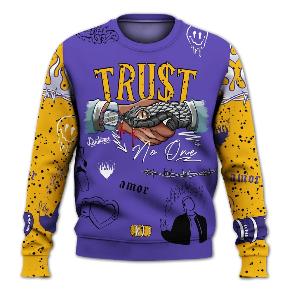 Sweatshirt To Match Imperial Purple 4s - Snake Trust No One All Over Print