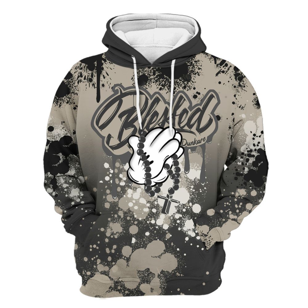 Hoodie To Match RM Light Bone 4s - God Blessed Ink Drip All Over Print