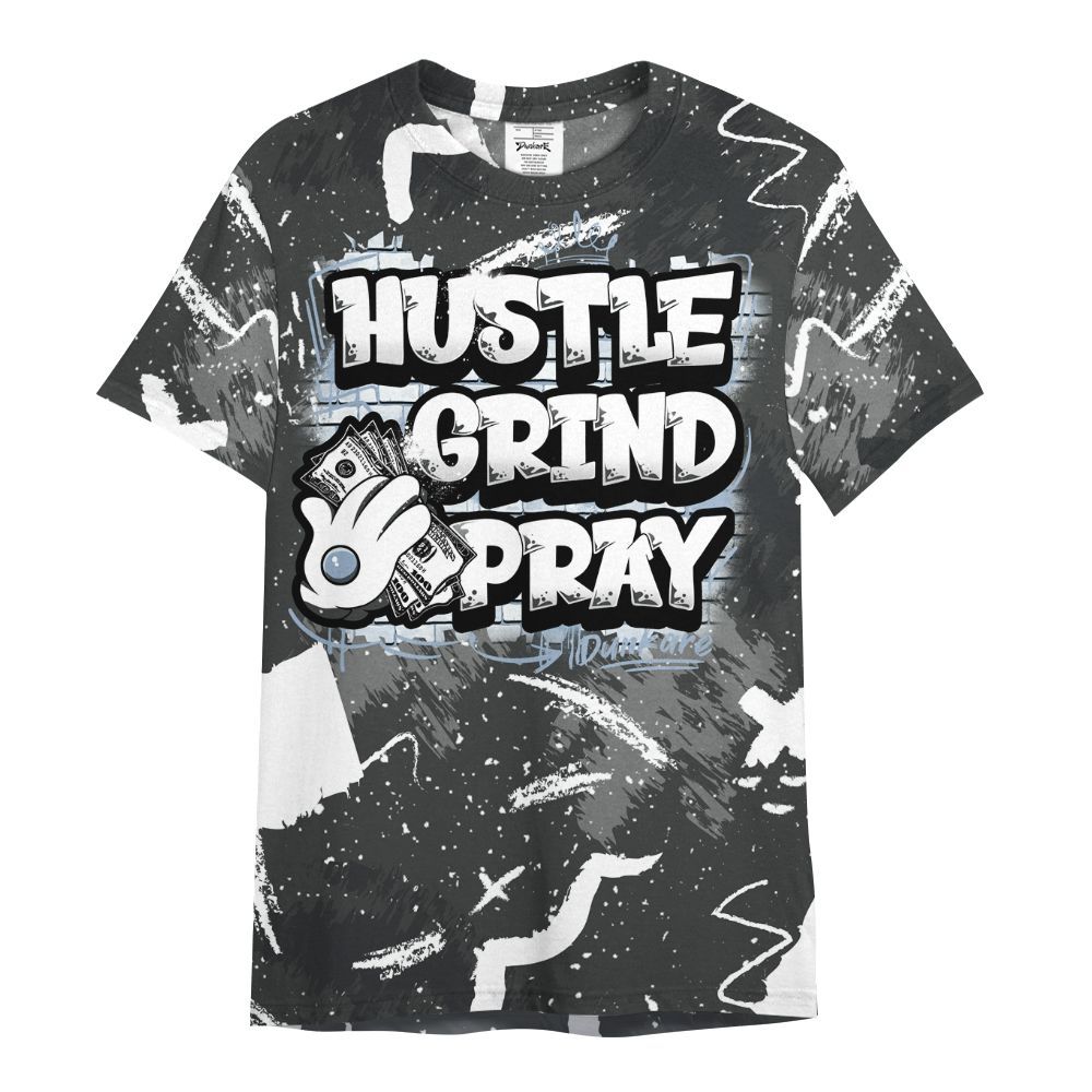 Shirt To Match Reverse Black White 6s - Hustle Grind Pray Retro All Over Print