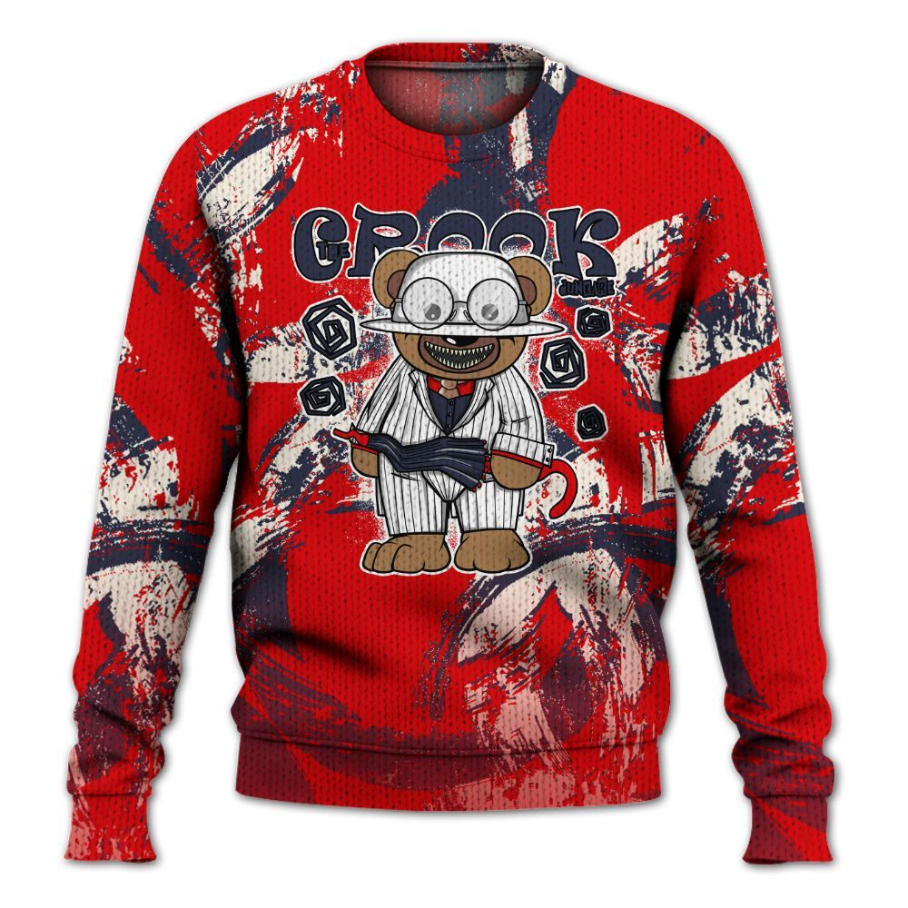 Knitted Sweater To Match Low OG Howard University 1s - Swindler Bear Circle Slpash