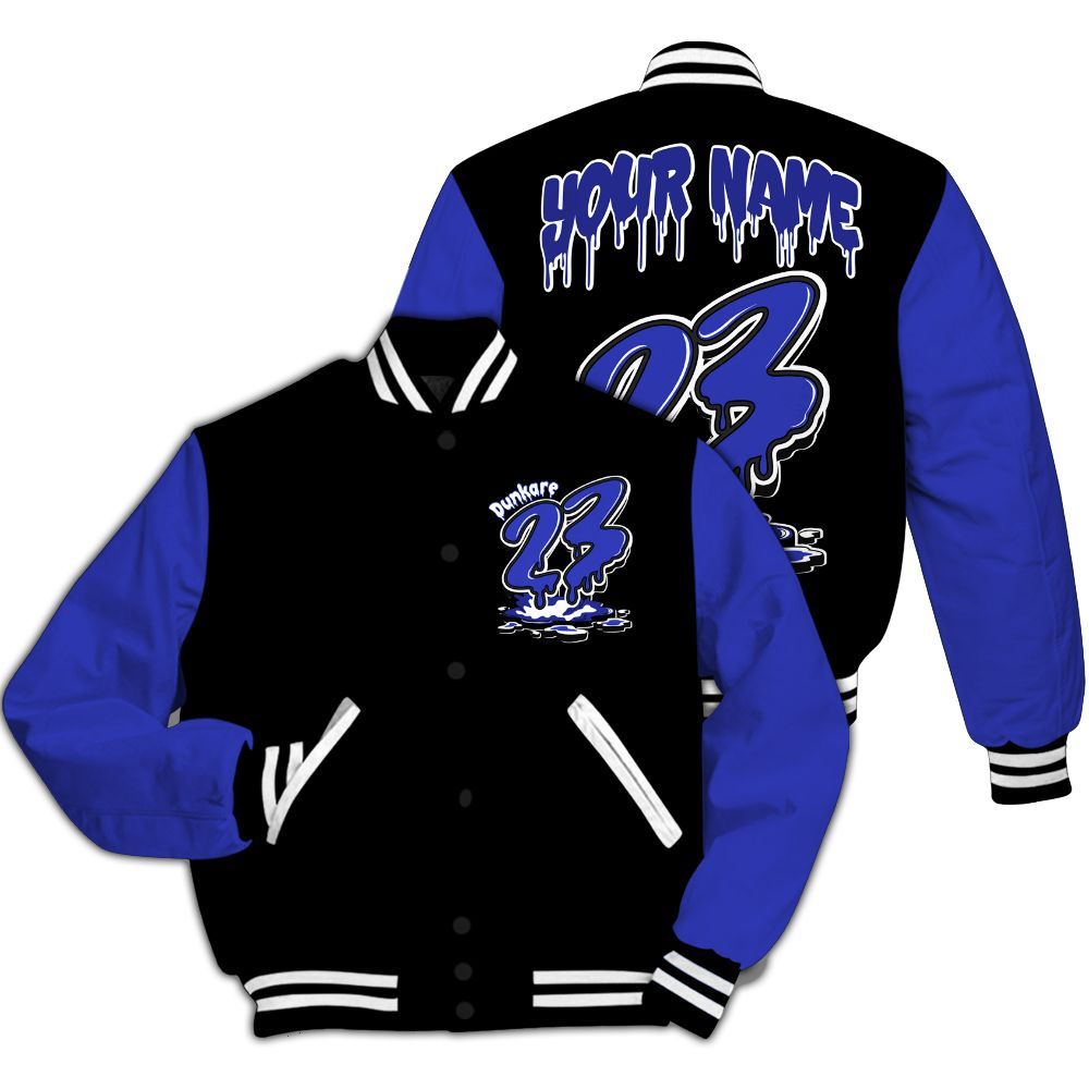 Varsity Jacket To Match Retro Black Concord 12s - Custom Name 23 Drip All Over Print