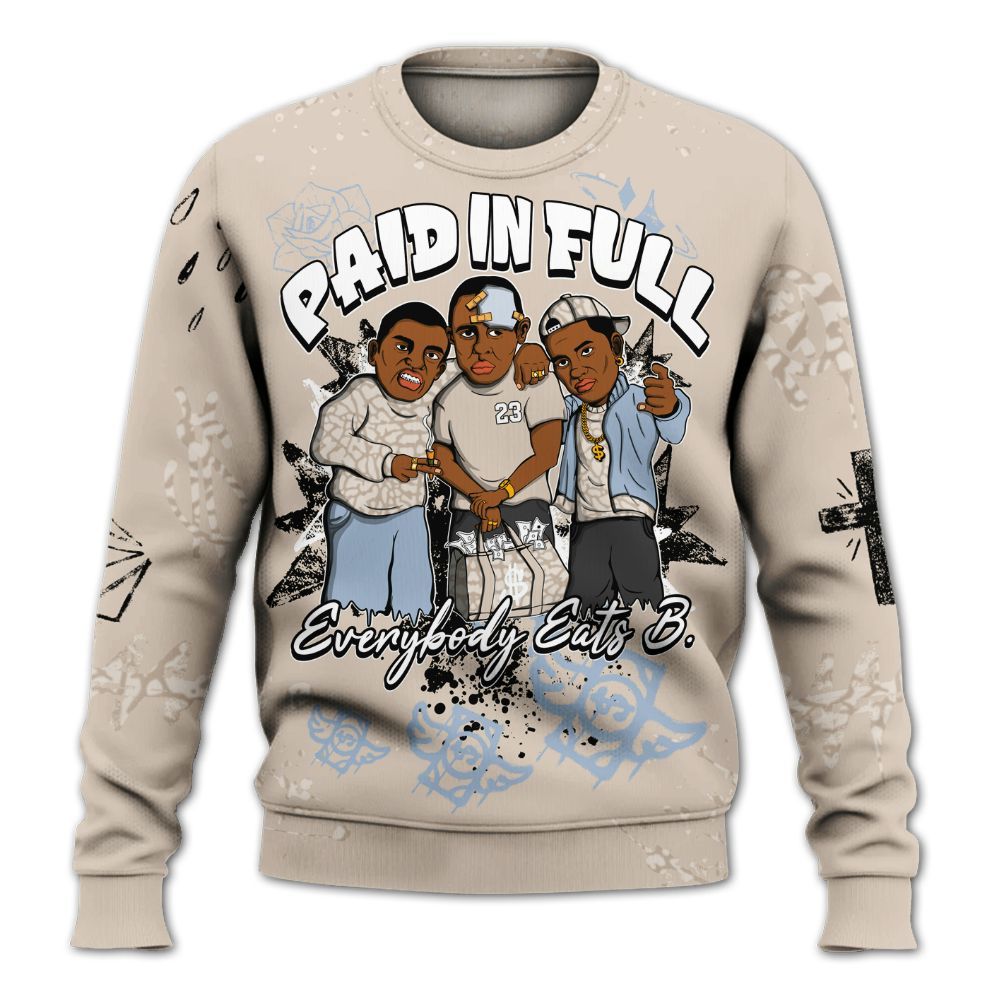 Sweatshirt To Match Desert Sand 3s - Everybody Paid In Full Crayon All Over Print