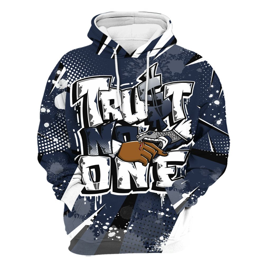Hoodie To Match Dunk Low White Midnight Navy - Poly Trust No One Dripping All Over Print
