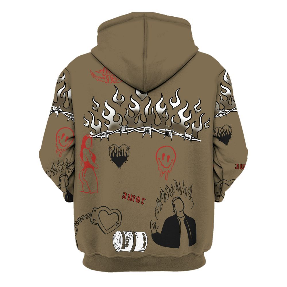 Hoodie To Match Olive 9s Varsity Jacket, Snake Trust No One All Over Print