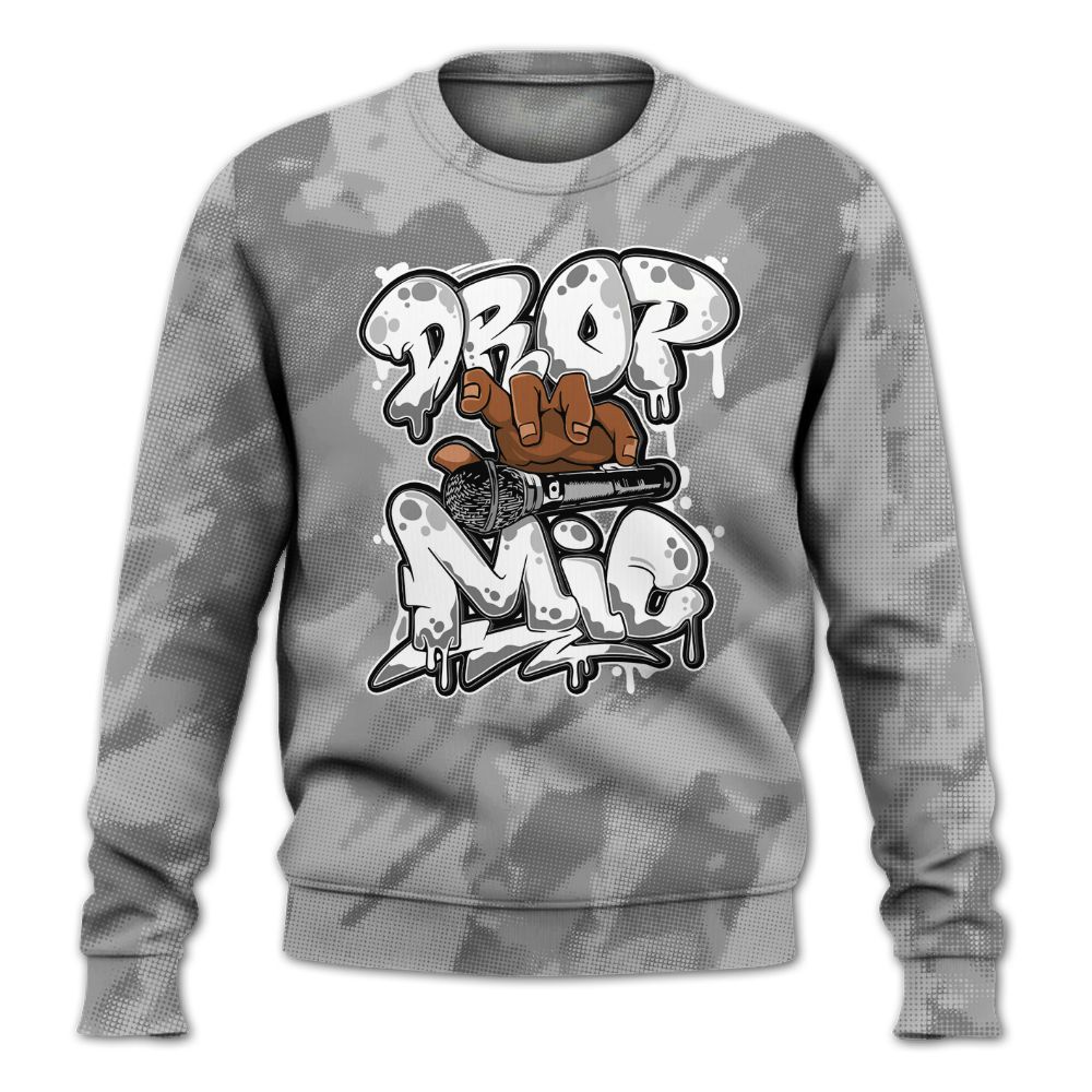Sweatshirt To Match Black Wolf Grey 12s - Drop Mic Abstract All Over Print