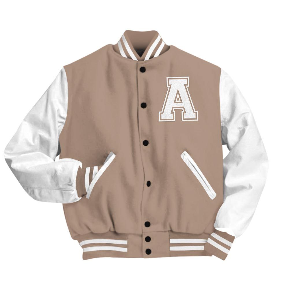 Varsity Jacket To Match OG Latte 1s - Custom Lips Money Talk Varsity Jacket Outfit 1605 1LGH