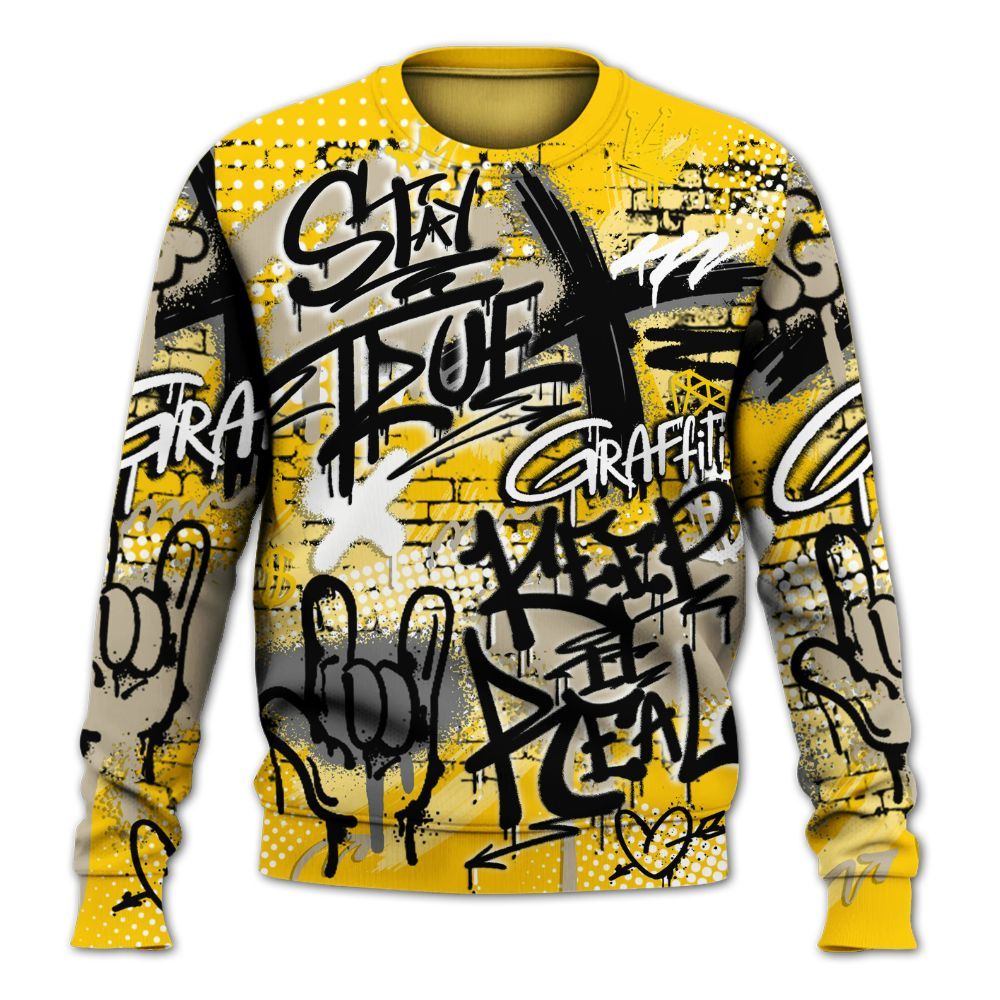 Sweatshirt To Match Vivid Sulfur 4s - True It Real Graffiti Streetwear All Over Print