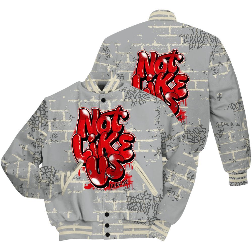 Varsity Jacket To Match Cement Grey 3s Shirt - None Like Us Graphic Brick Art All Over Print