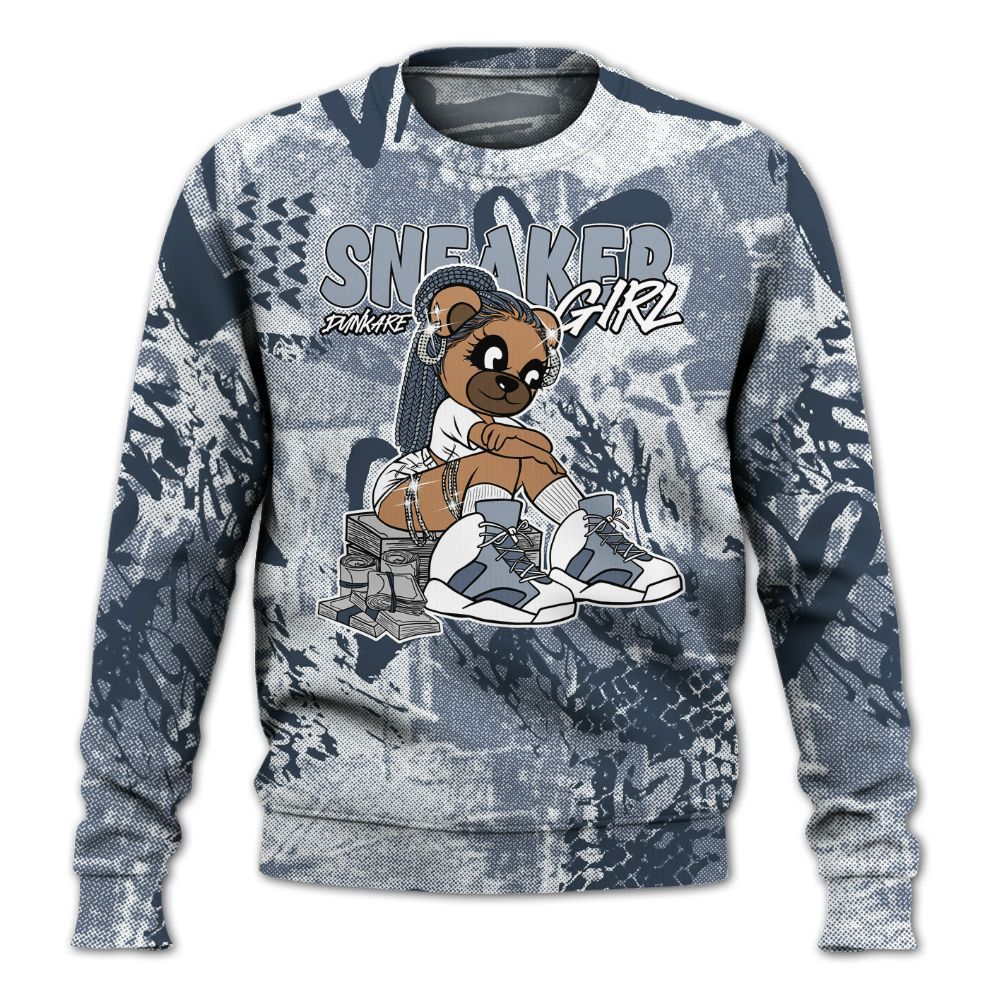 Sweatshirt To Match Low Diffused Blue 11s - Sneaker Girl Bear Heart Grunge All Over Print