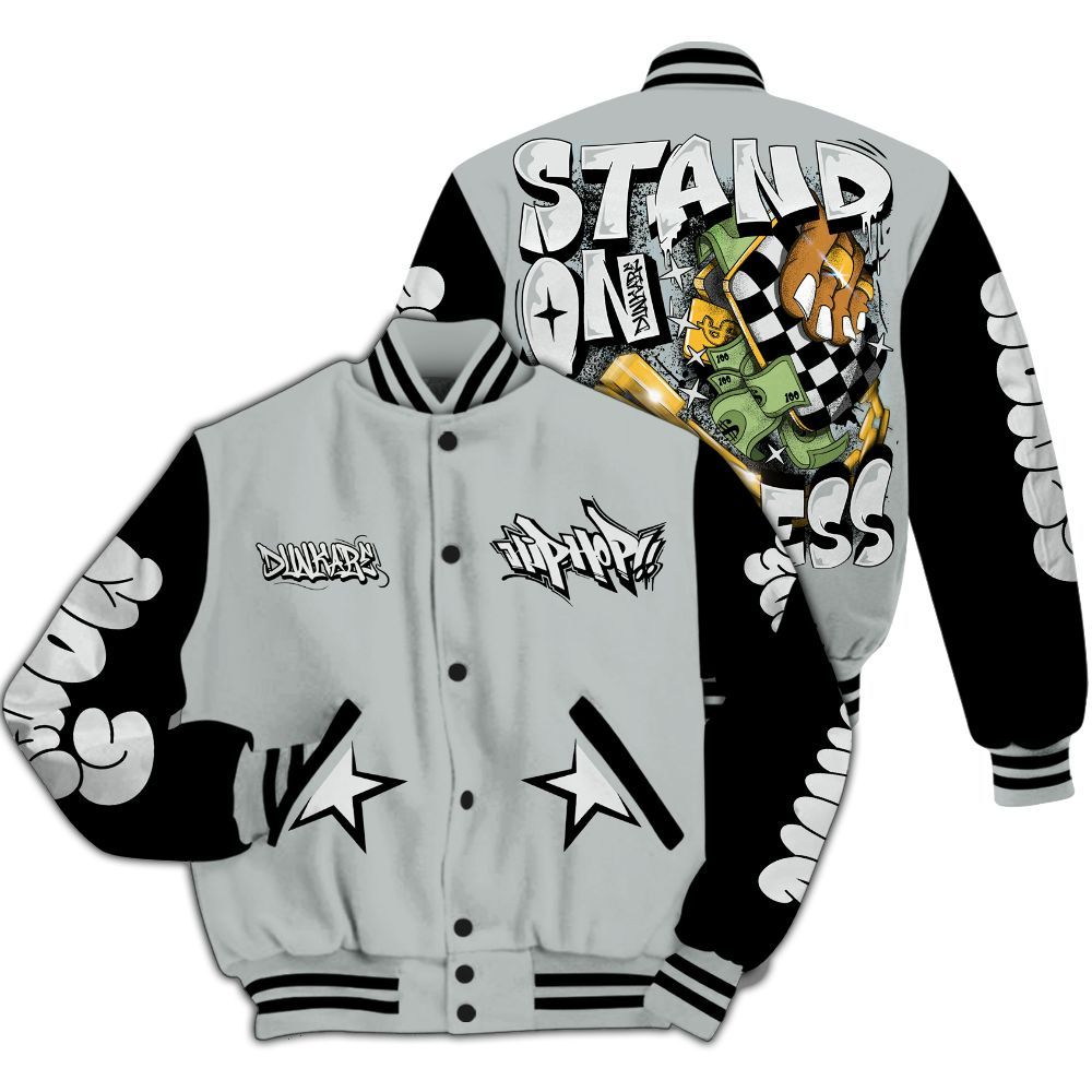 Varsity Jacket To Match Black Wolf Grey 12s - Stand Business Graffiti Streetwear All Over Print
