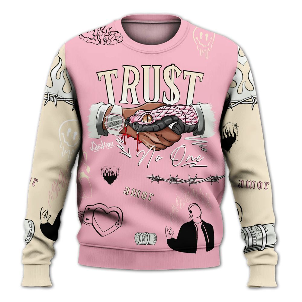 Sweatshirt To Match Low OG Shy Pink 1s - Snake Trust No One All Over Print