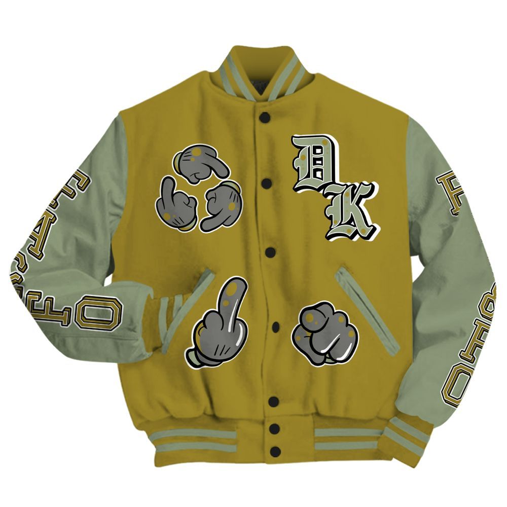 Varsity Jacket To Match Air Flightposite Metallic Gold - F Around Find Out Graphic All Over Print