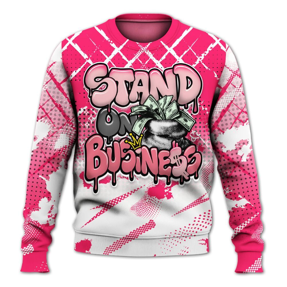 Sweatshirt To Match A'One Hyper Pink Shirt, Halftone Stand Business Dripping All Over Print