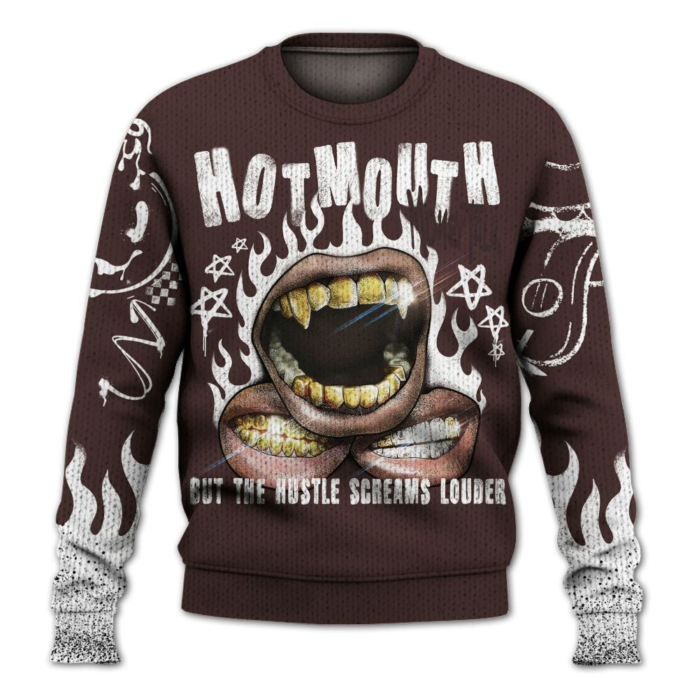 Knitted Sweater To Match Burgundy Crush 3s - Mouth Burning Street Style