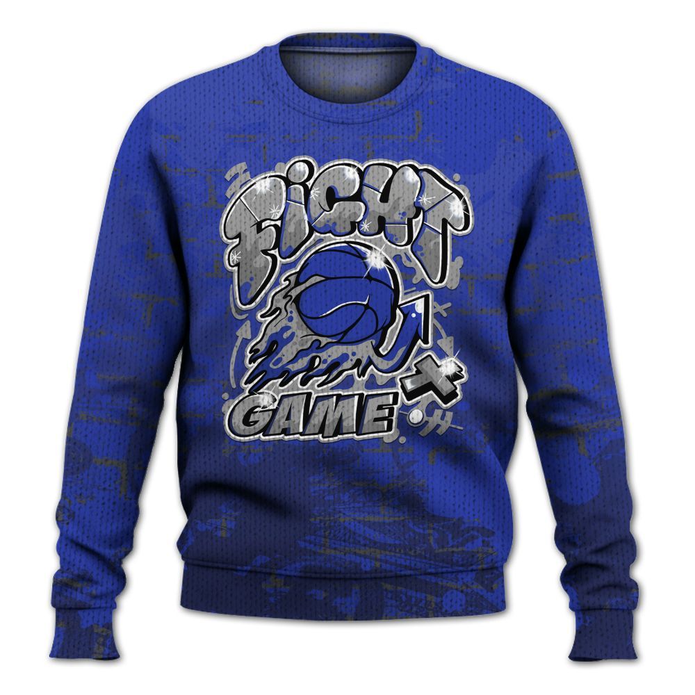 Knitted Sweater To Match Air Max Plus Black Racer Blue - Fighter Games Graphic Street Art