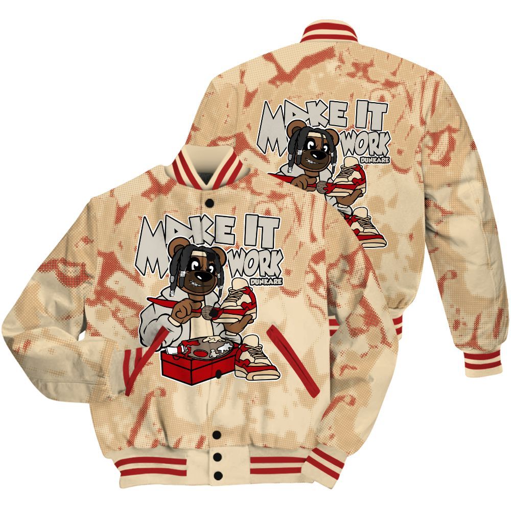 Varsity Jacket To Match Dunk Low Strawberry Waffle Shirt - Pull It Off Bear Street All Over Print