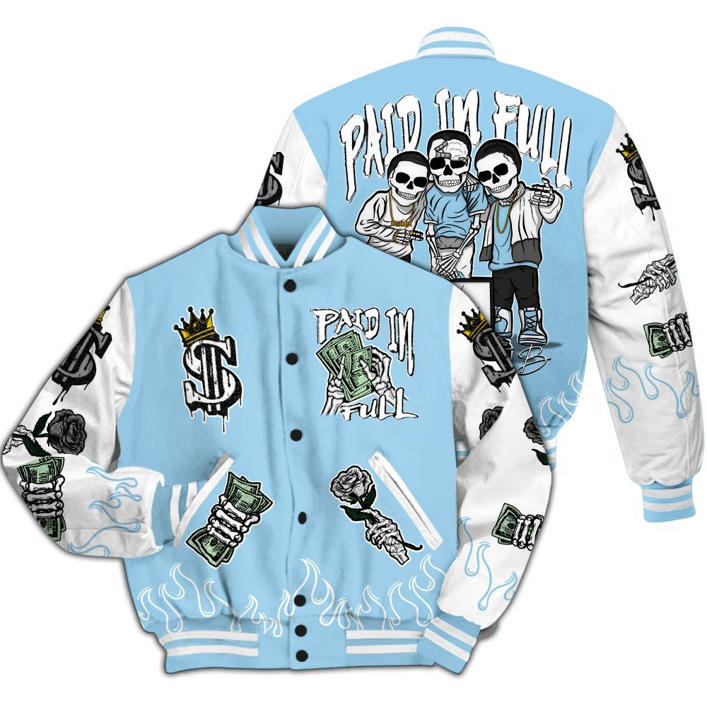 Varsity Jacket To Match Legend Blue 11s - Fire Everybody Paid In All Over Print
