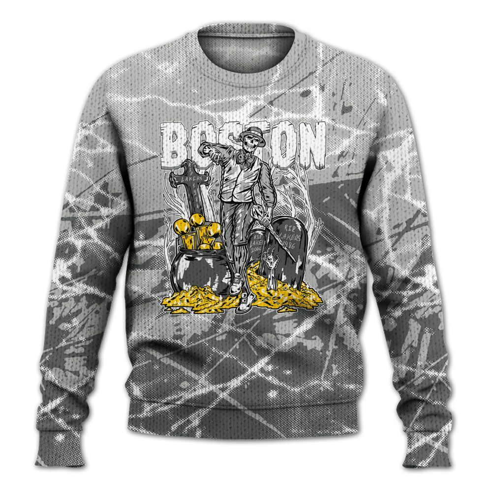 Knitted Sweater To Match Paris Cement Grey 4s - Goldrush Skeleton Profound