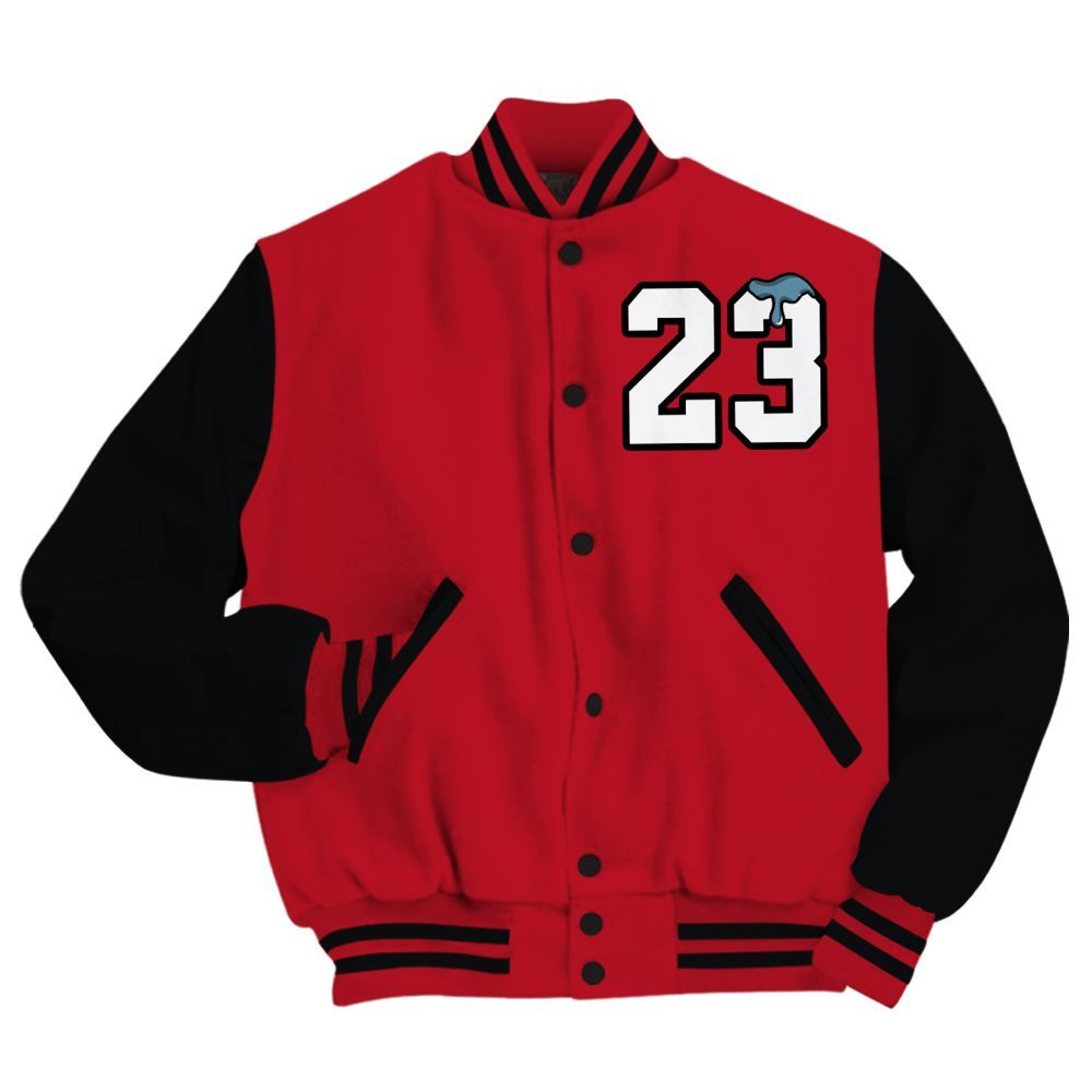 Varsity Jacket To Match Retro Raging Bull 5s - Custom Name Number 23 Drip All Over Print