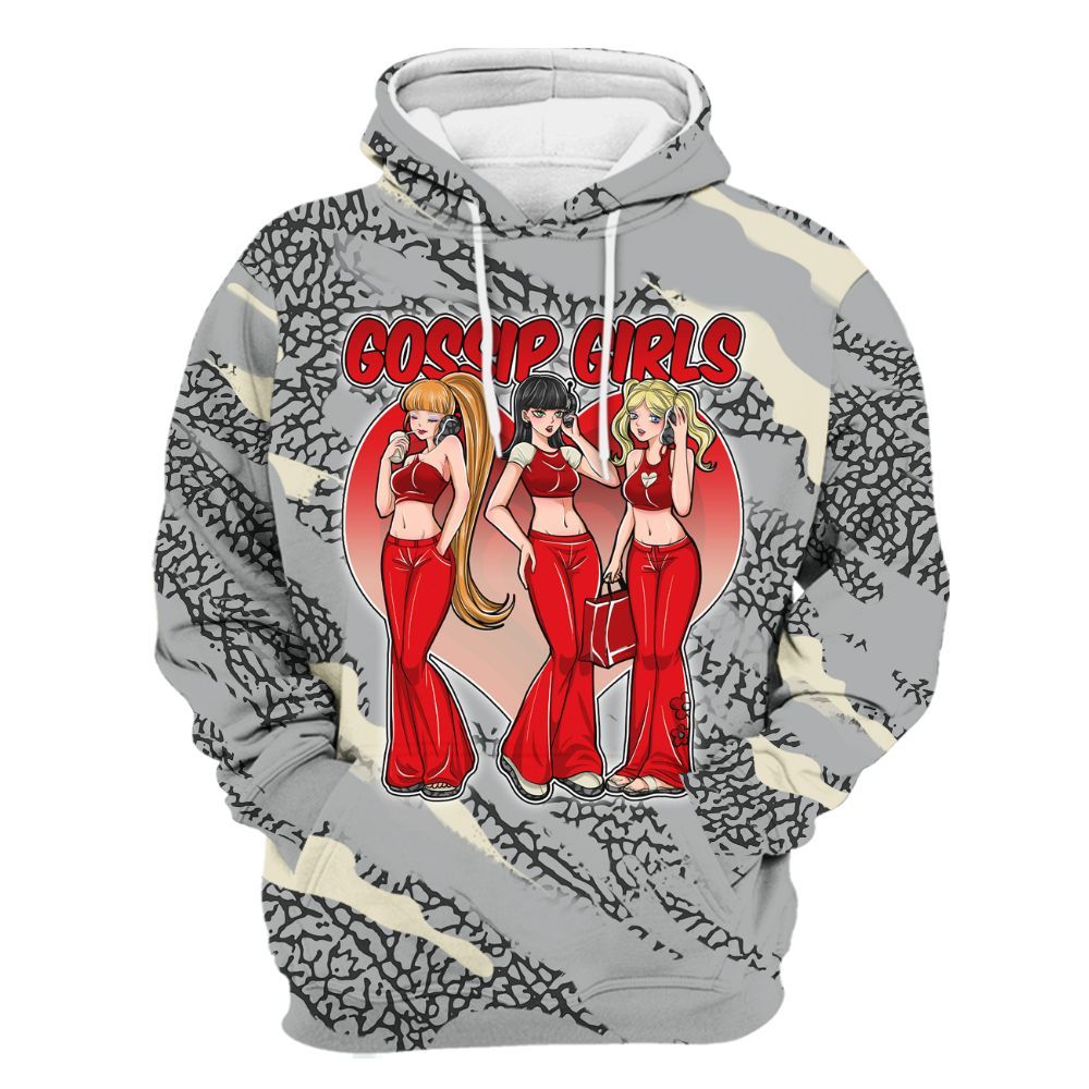 Hoodie To Match Cement Grey 3s - Gossip'Girls All Over Print
