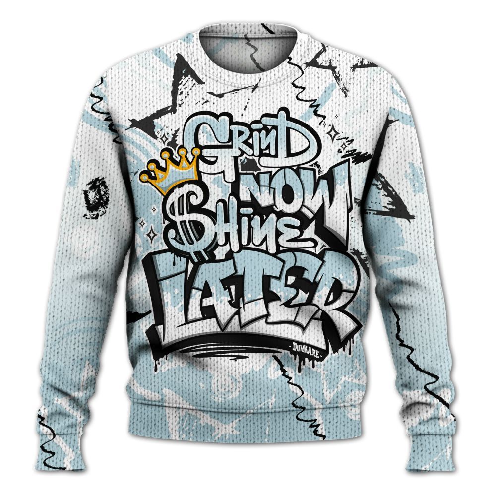 Knitted Sweater To Match Mid Ice Blue 1s - Grind Shine Later Drip