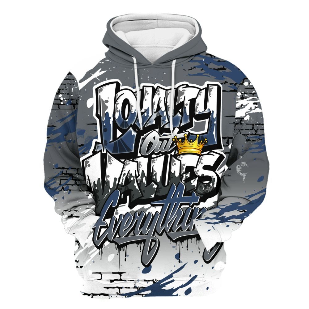Hoodie To Match Flint Grey 9s - Values Of Loyalty Drip All Over Print