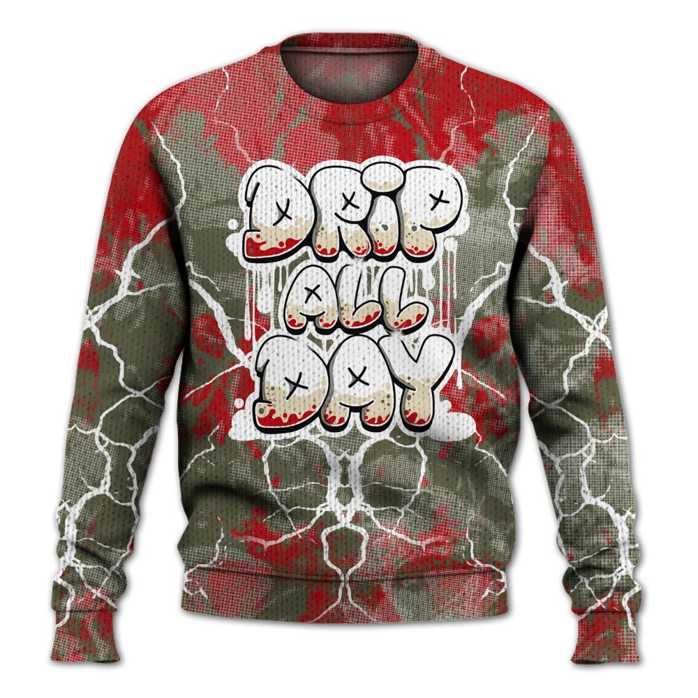 Knitted Sweater To Match Low OG Medium Olive 1s - DRIPPIN Days Graphic Halloween