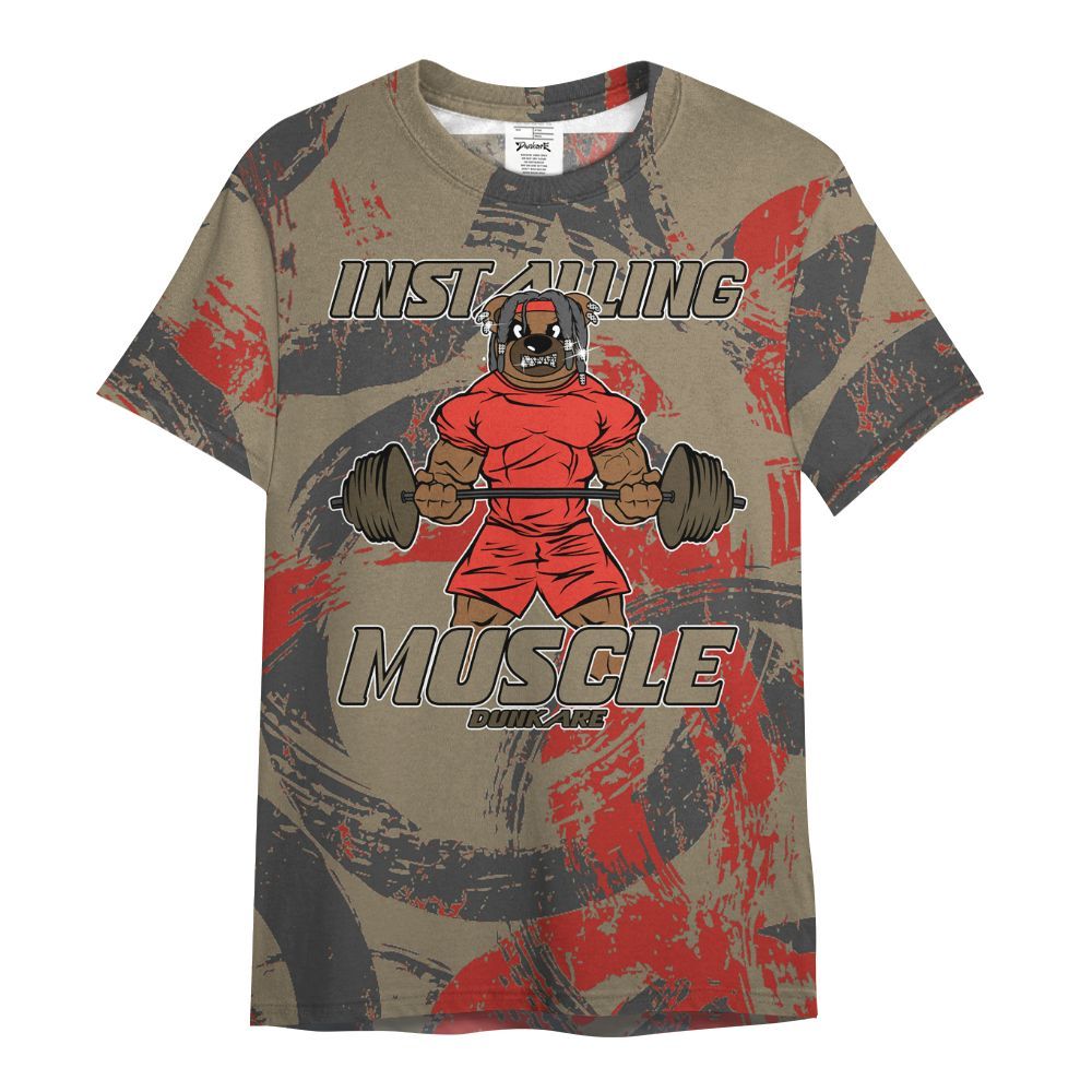 Shirt To Match Olive 9s - Installing Muscle Bear Circle Slpash All Over Print