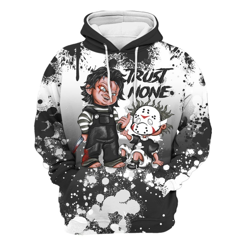 Hoodie To Match White Thunder 4s - Trust No One Scary All Over Print