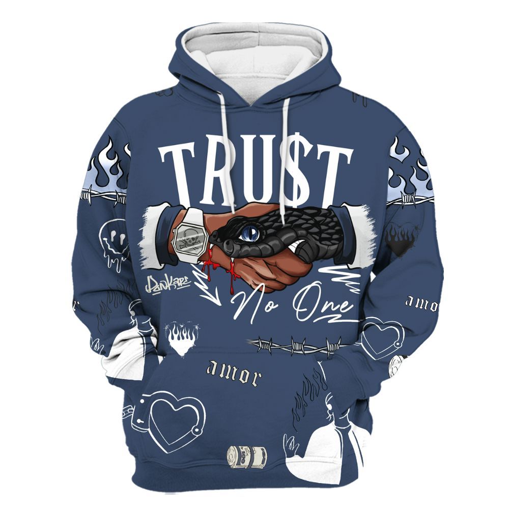 Hoodie To Match Diffused Blue 3s - Snake Trust No One All Over Print