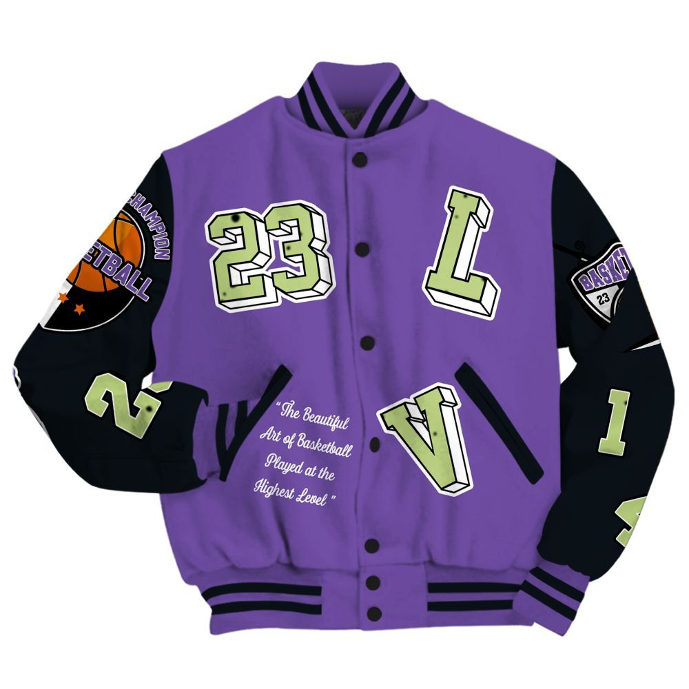 Varsity Jacket To Match Canyon Purple 4s - The GOAT Got Em Streetwear All Over Print