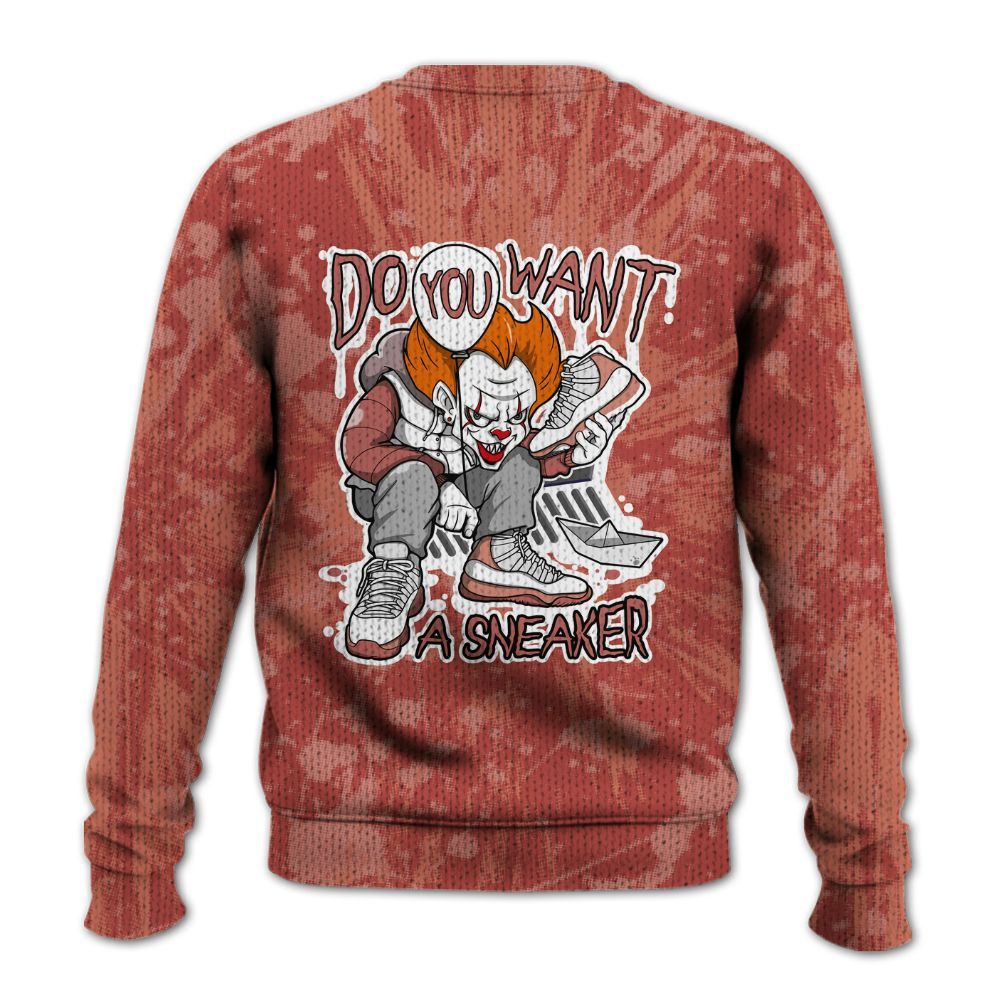 Knitted Sweater To Match Dune Red 13s - Clown Scary Sneakers Graphic Halloween