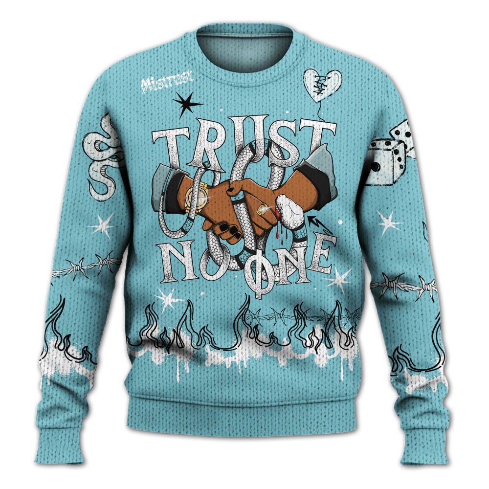 Knitted Sweater To Match Low Legend Blue 11s - Trust No One Snake-Bite Doodle Crayon