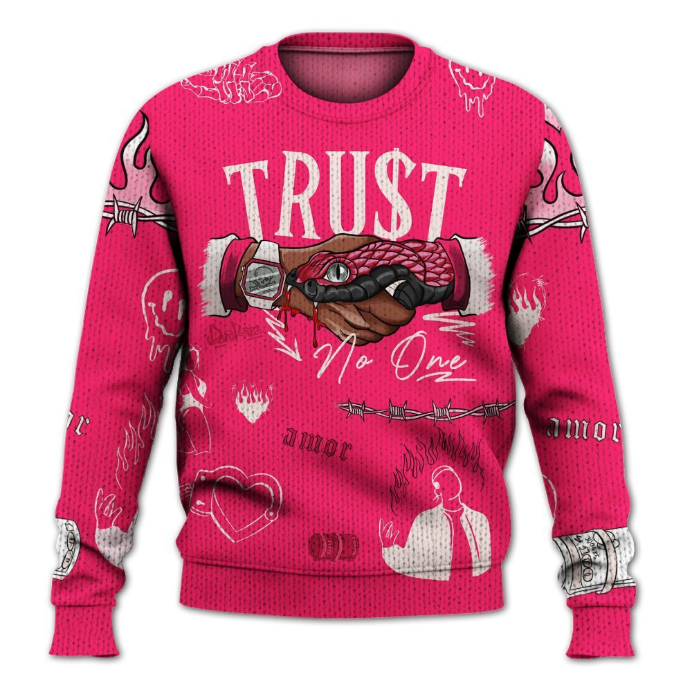 Knitted Sweater To Match A'One Pink Aura - Snake Trust No One