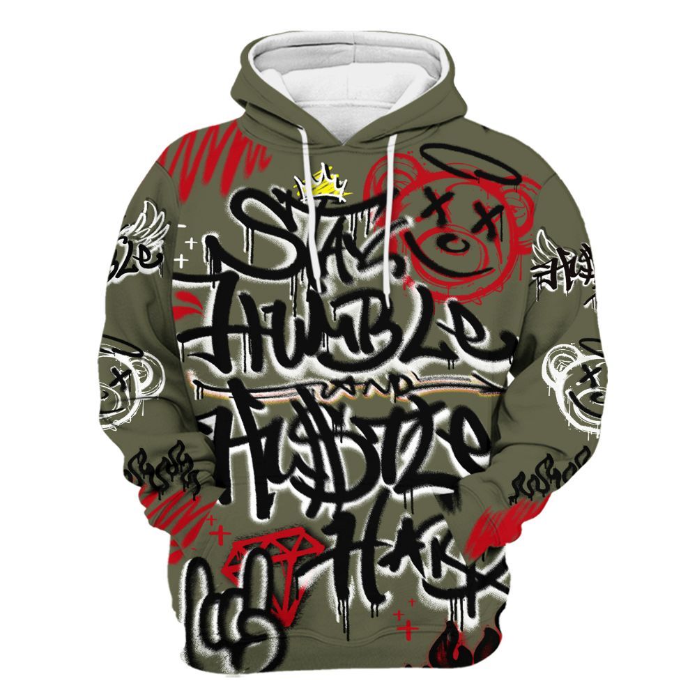 Hoodie To Match Low OG Medium Olive 1s - Humble Drip Streetwear Graffity All Over Print
