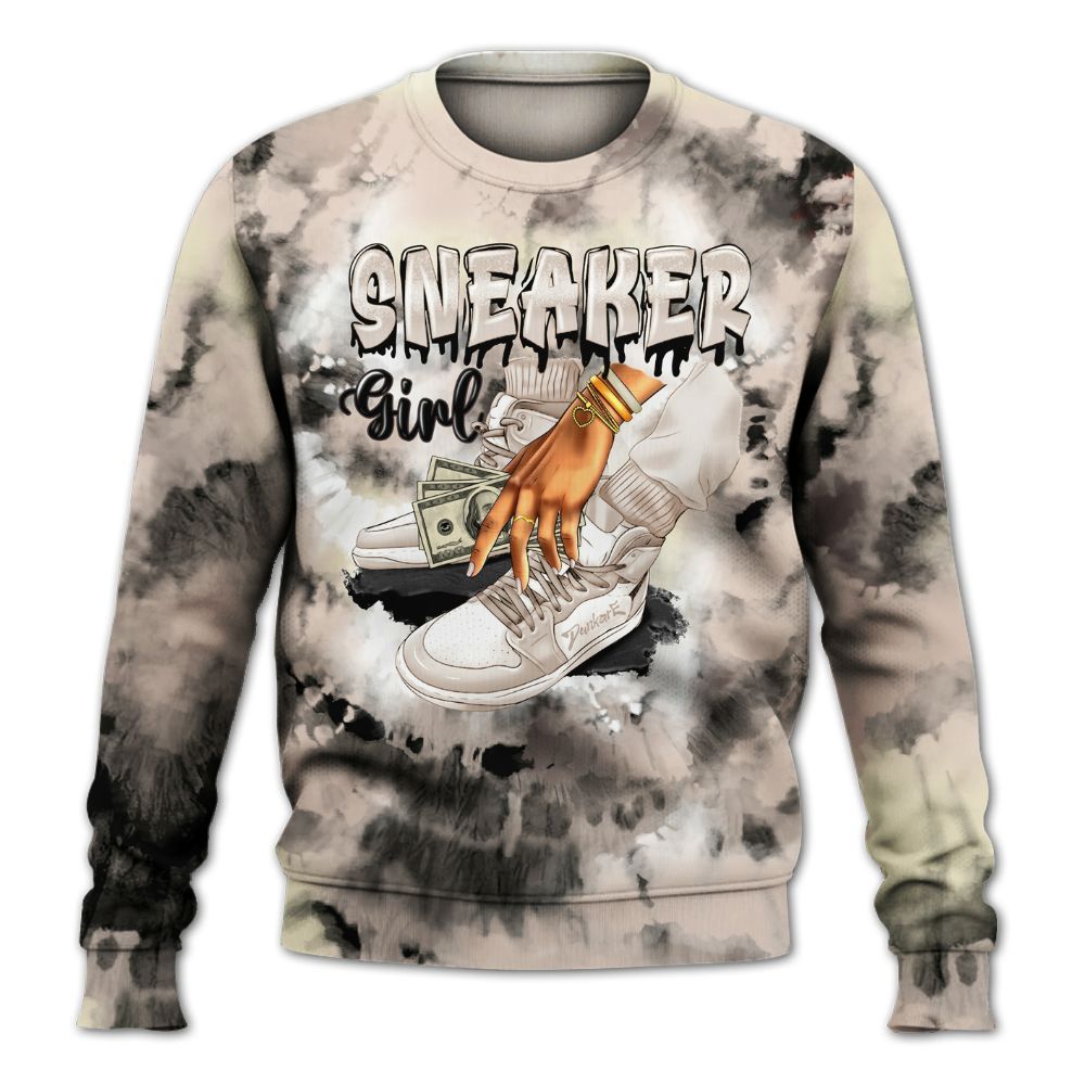 Sweatshirt To Match A Ma Maniere X Fossil Stone 4s - SNEAKER Girl Money Drip Tie Dye All Over Print