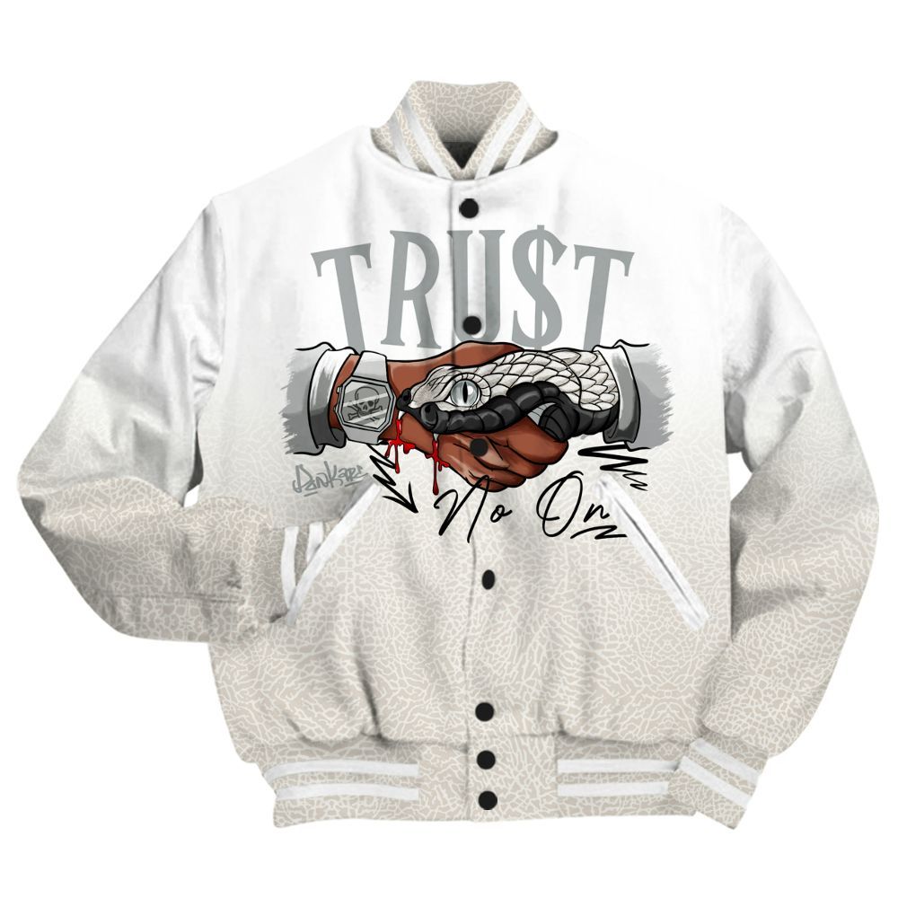 Varsity Jacket To Match Retro Pure Money 3s - Trust No One Drip All Over Print