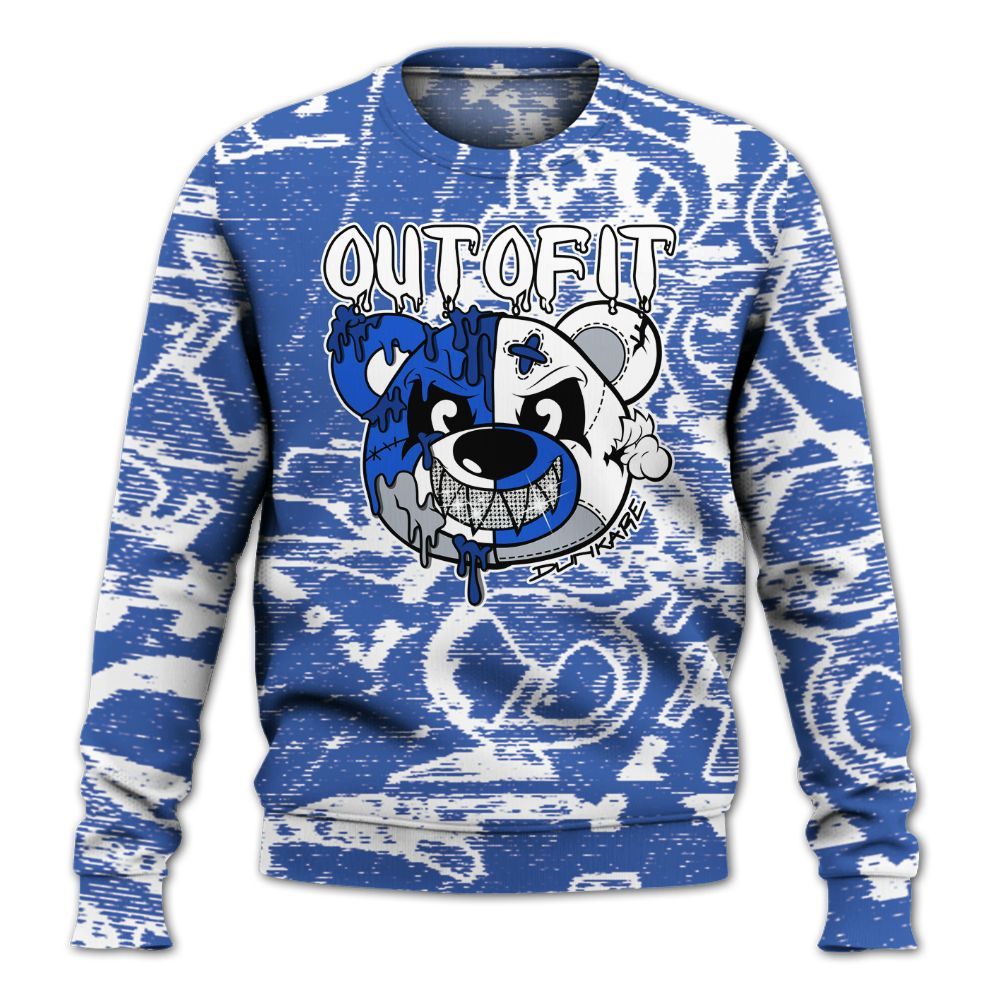 Sweatshirt To Match Air Foamposite One Royal - Out Of It Bear Avant-Garde All Over Print