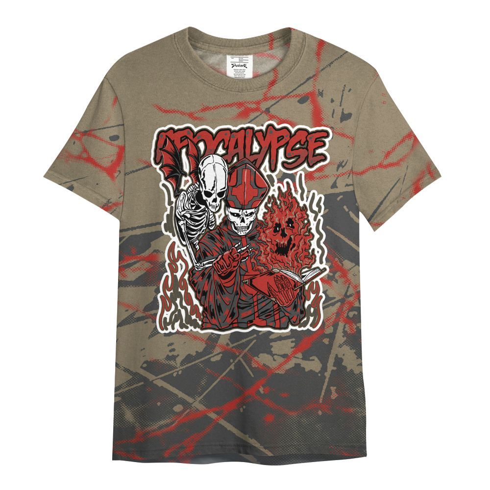 Shirt To Match Olive 9s - Apocalypse Skeleton Profound All Over Print