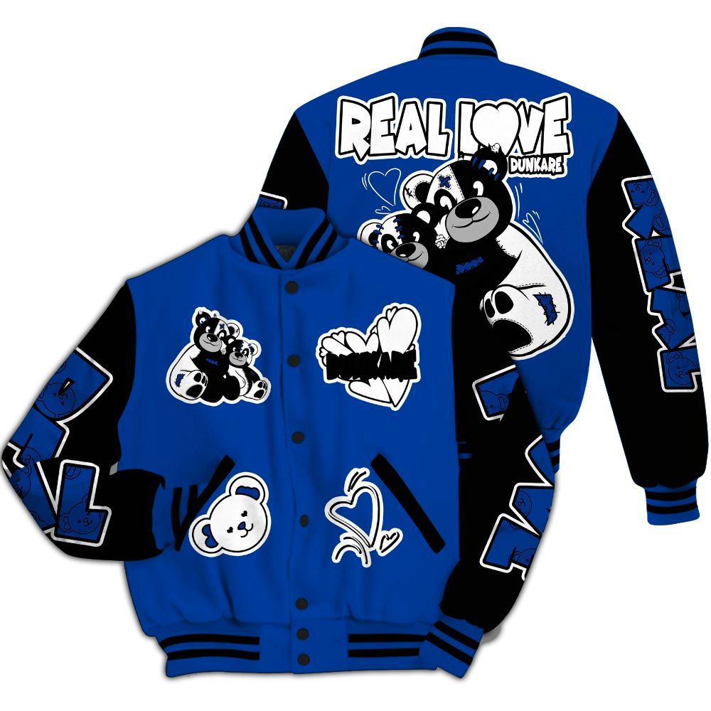 Varsity Jacket To Match Hyper Royal 12s - Sincere Fondness Bear All Over Print