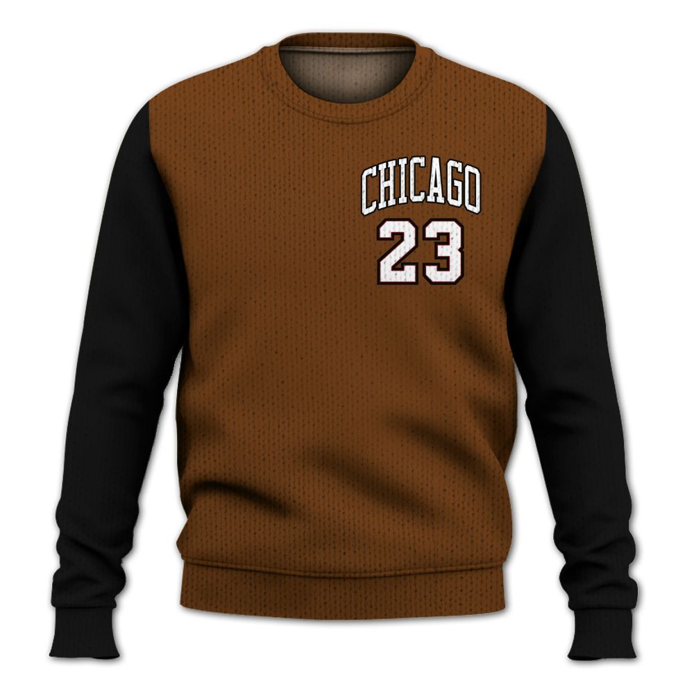 Knitted Sweater To Match Archaeo Brown 5s, Custom Name Chicago 23