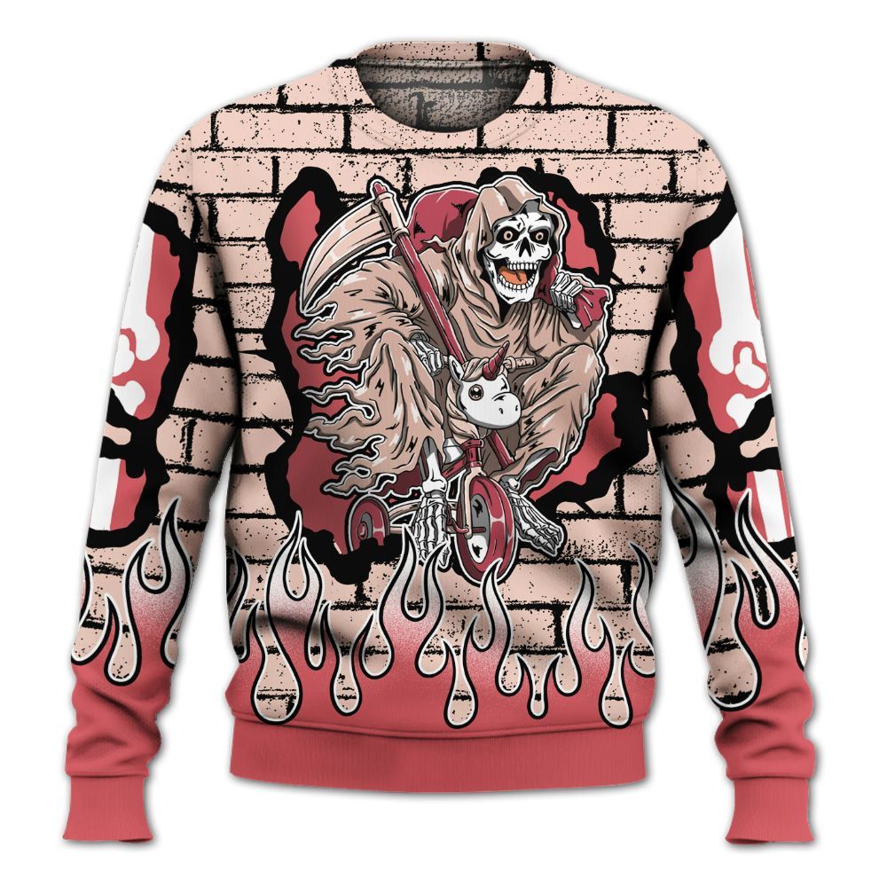 Sweatshirt To Match Washed Coral 2s Shirt - Self Make Skeleton Crashed All Over Print