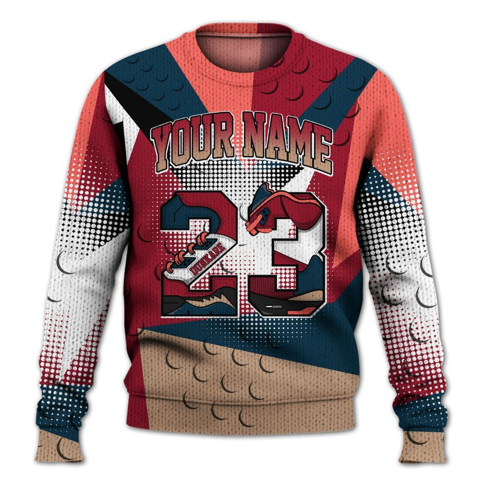 Knitted Sweater To Match Mid Multi Color 2022 1s - Poly Custom Name Number 23 5s