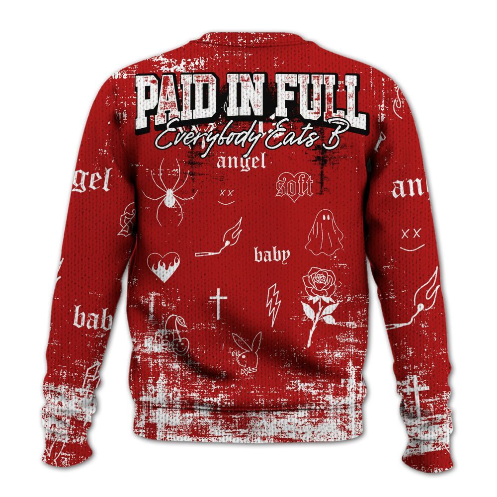 Sweater To Match Low Terror White University Red 1s - Paid In Full Money Graphic