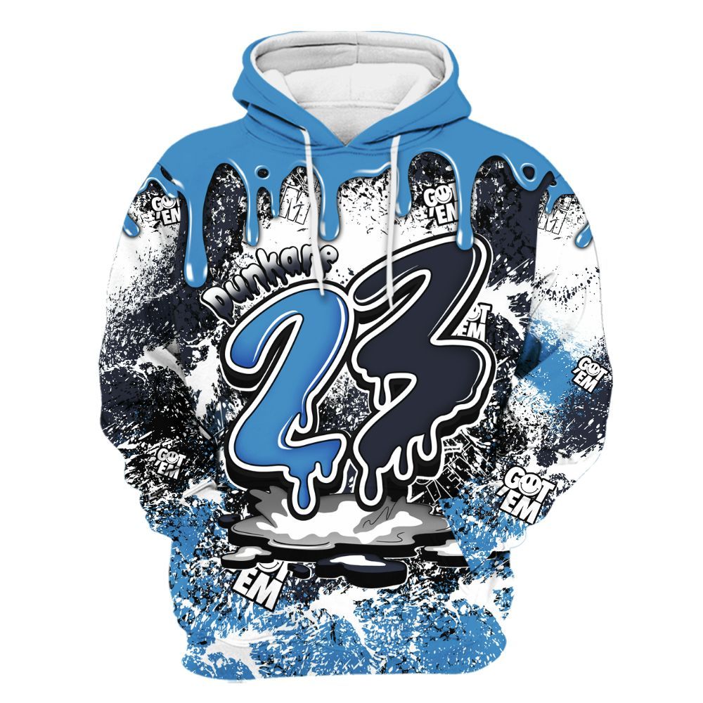 Hoodie To Match Low OG Obsidian 1s - Dripping 23 Drip All Over Print