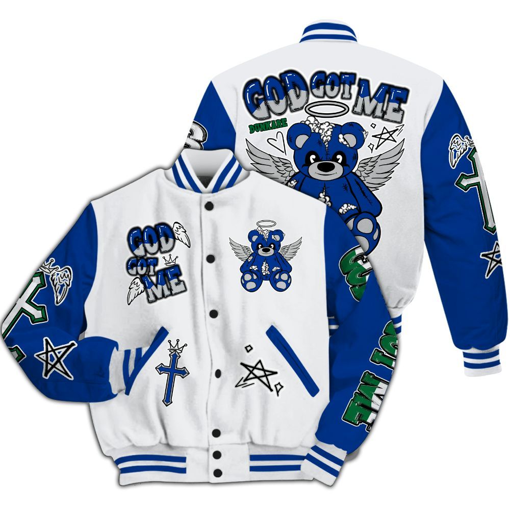 Varsity Jacket To Match Dunk Low Tennis Classic - Gods Guides Me Bear All Over Print
