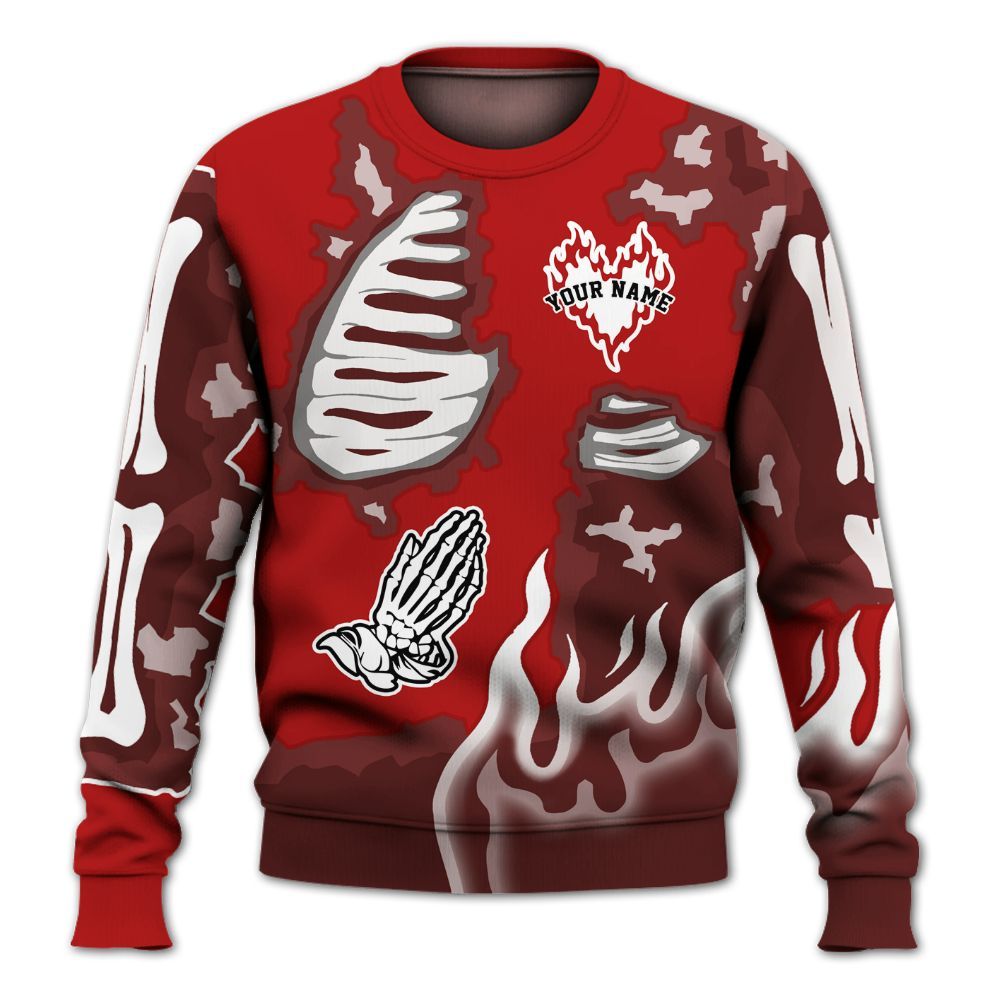 Sweatshirt To Match Low Terror White University Red 1s - Dislike Us Graphic Burning Custom Name All Over Print