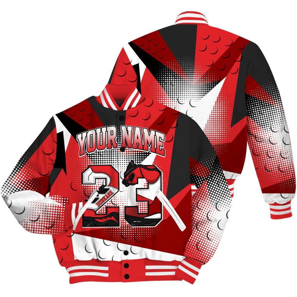 Varsity Jacket To Match Chile Red 9s Shirt, Poly Custom Name Number 23 5s All Over Print